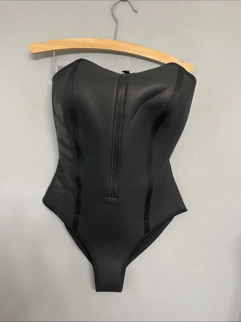 SKIMS Rubberized Scuba Swim Strapless One Piece Swimsuit Onyx Black S NWT